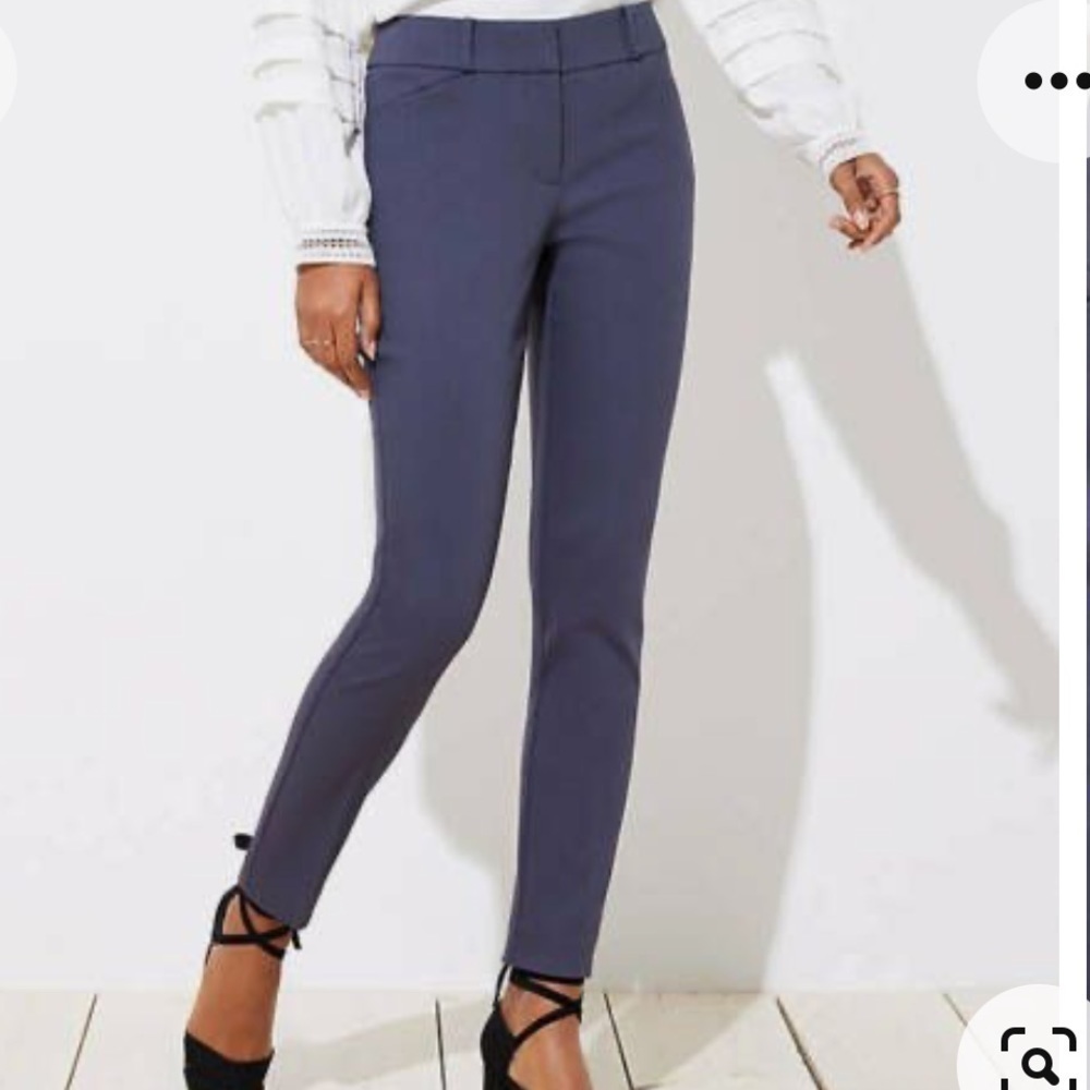 LOFT Marisa Skinny Blue Cotton Stretch Trousers Size 2
